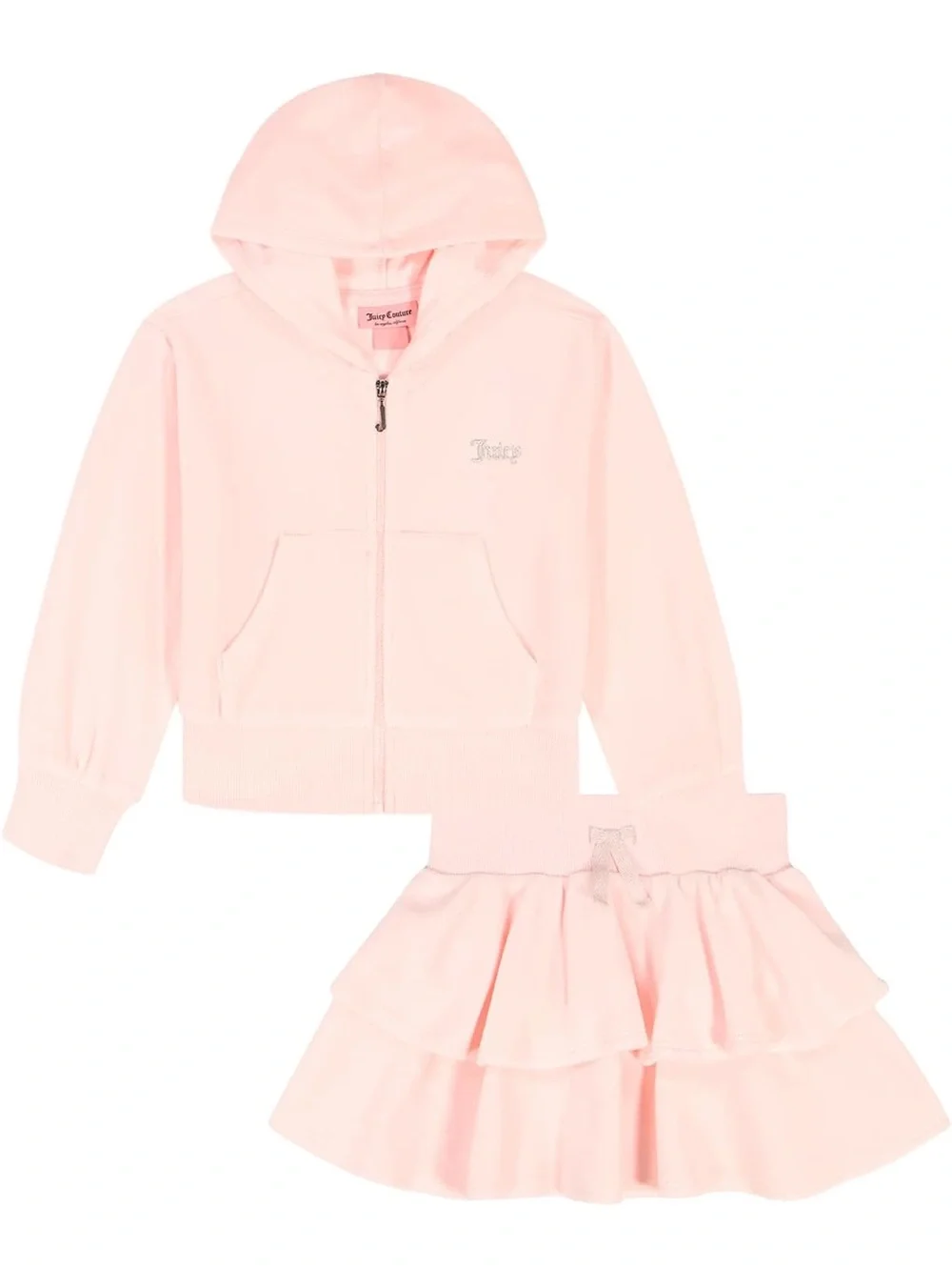 Juicy Couture NWT Pc Toddler Velour Hooded Zip and Skirt - Pink, Size 4T